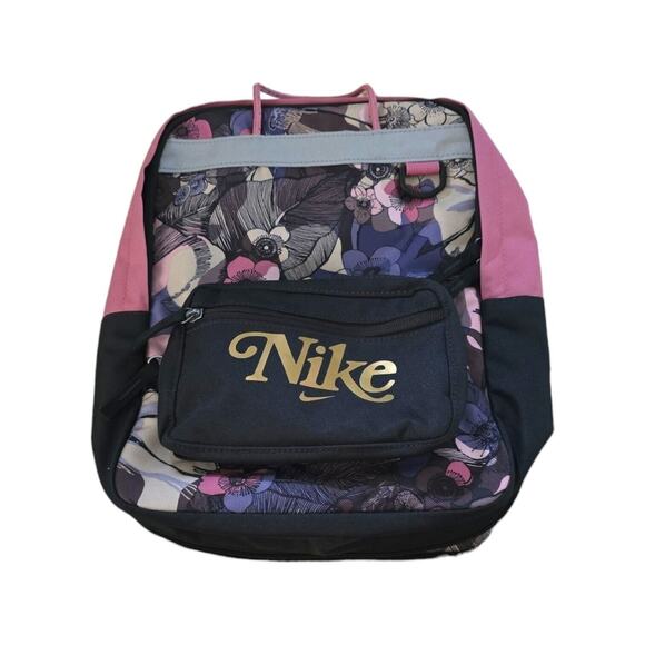 NEW NIKE TANJUN BACKPACK CU8971-020 PINK BLACK FLORAL SMALL HERITAGE SCHOOL - Picture 4 of 7